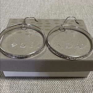 Silpada Wandering Vines Circle Large Hoop Earrings .925 Sterling Silver W2219